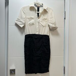 Alice + Olivia Black and Cream Midi Dress